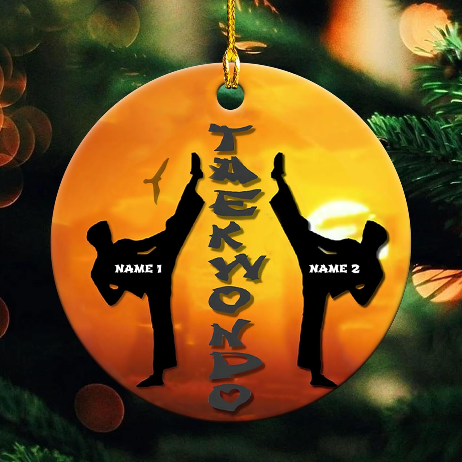 MAPrints Personalized Taekwondo Ceramic Ornament, 2024 Christmas Ornament Gifts, Custom Taekwondo Ornament Christmas Tree Decor, Karate Taekwondo Black Belt Ornament, Martial Arts Gift (TWD 4)