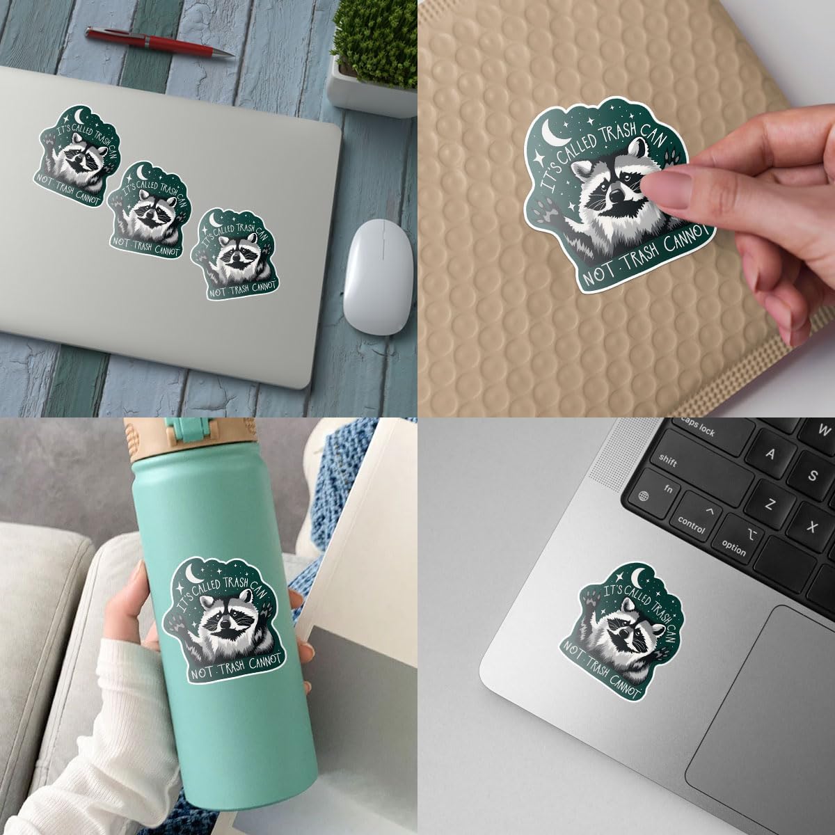 (3PCs) It's Called Trash Can Not Trash Cannot Sticker, Racoon Sticker, Trash Panda Sticker, Humor Motivational Mental Health Vinyl Sticker - Stickers For Laptop Water Bottle Phone Car Window Helmet 3"
