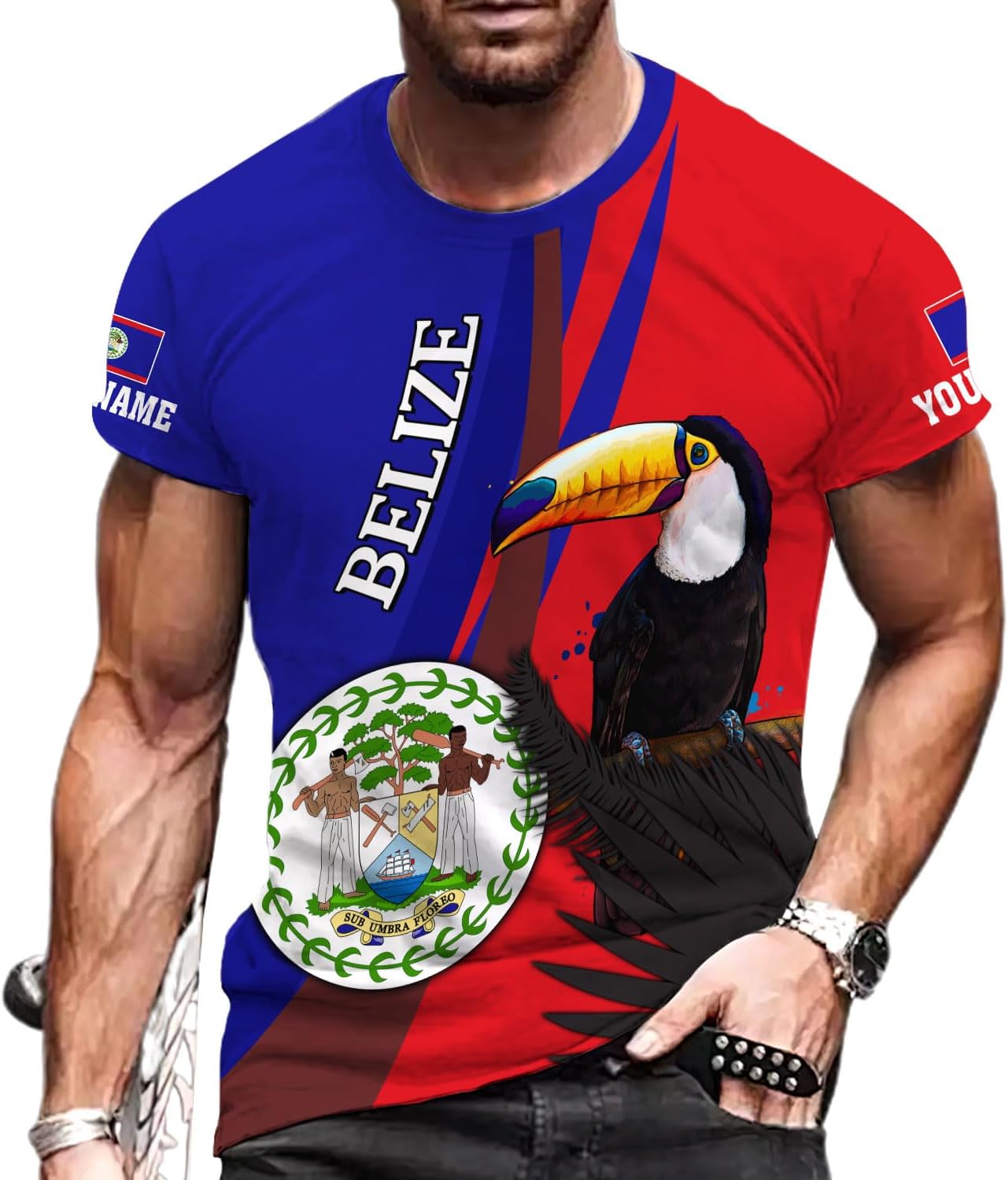 Artparel Personalized Belize Shirt Coat of Arms of Belize Flag Shirts Belizean Country Flag Gift T-Shirt Belizean Shirt S-5XL
