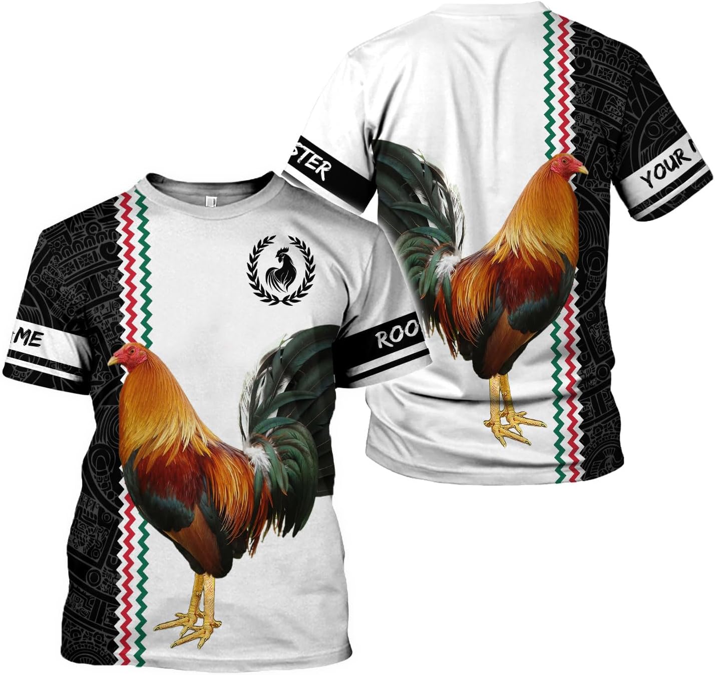 AOVL Personalized Rooster shirts 3D Rooster Mexican Shirts for Men Rooster Mexico Shirt Rooster Shirt for Men Women S-5XL