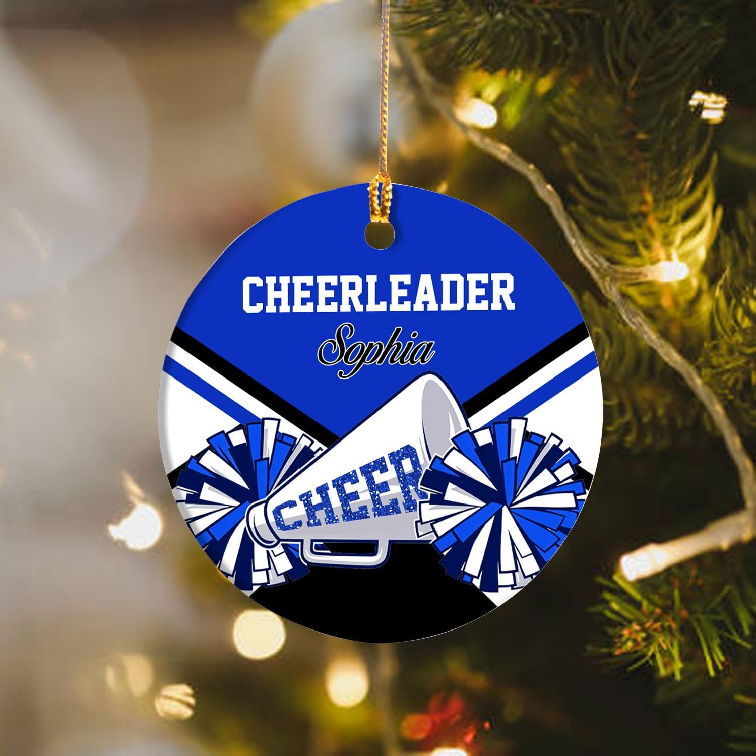 MAPrints Personalized Cheerleader Christmas Ornament 2024, Cheerleading Stuff Ornament, Cheer Captain Ornament, Cheer Girl Dancer Cheerleading with Real Red Pompom Ornament for Xmas Tree (Cheer 6)
