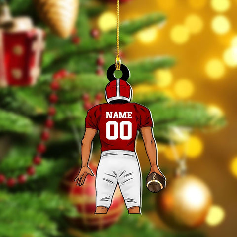 Artparel Personalized Football Ornament Customized Football Christmas Ornaments Football Ornament Christmas Hanging Décor Gift for Football Fans Football Gifts Gift for Football Player (FB 18)