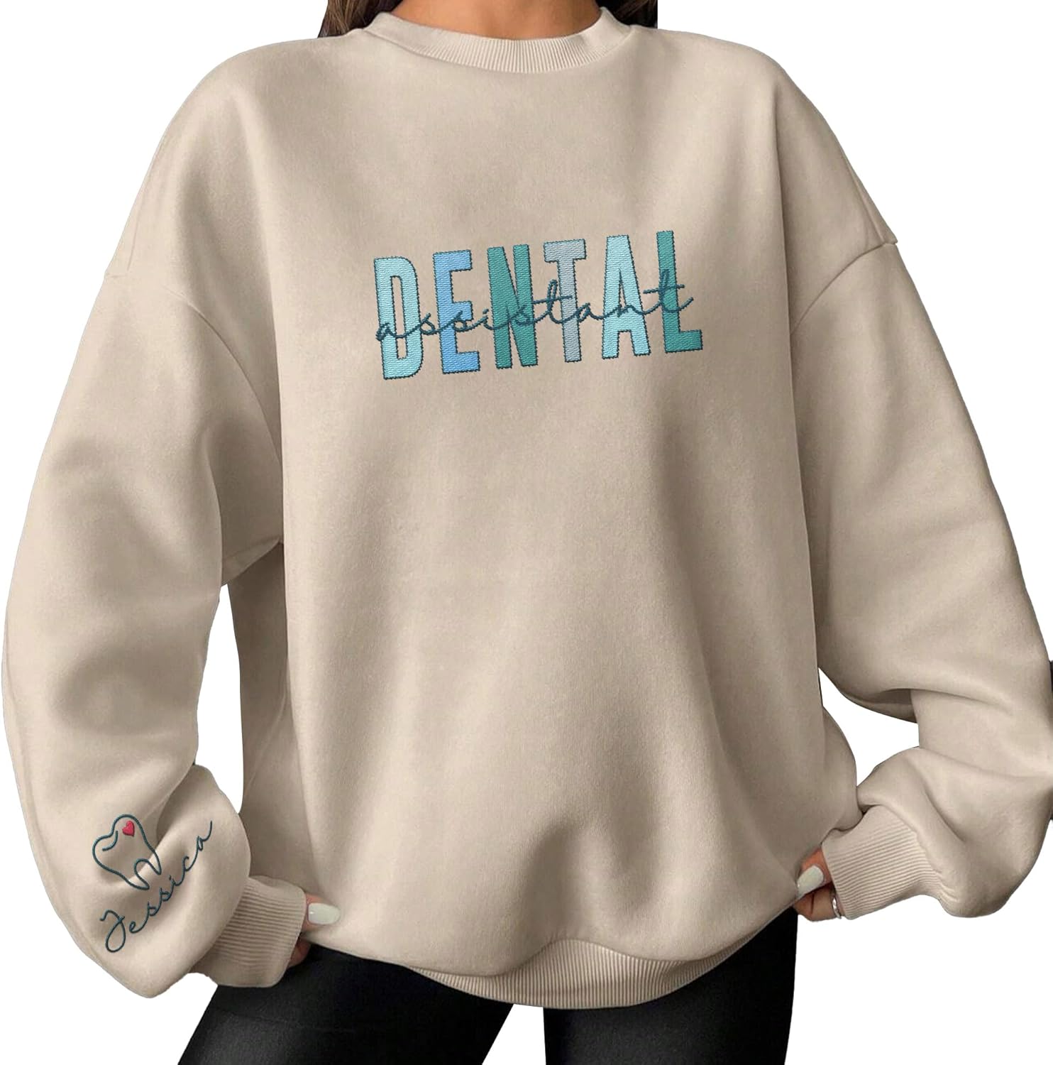 Leeprints Personalized Embroidered Sweater, Dental Assistant & Hygienist Gift, Nurse Hoodie