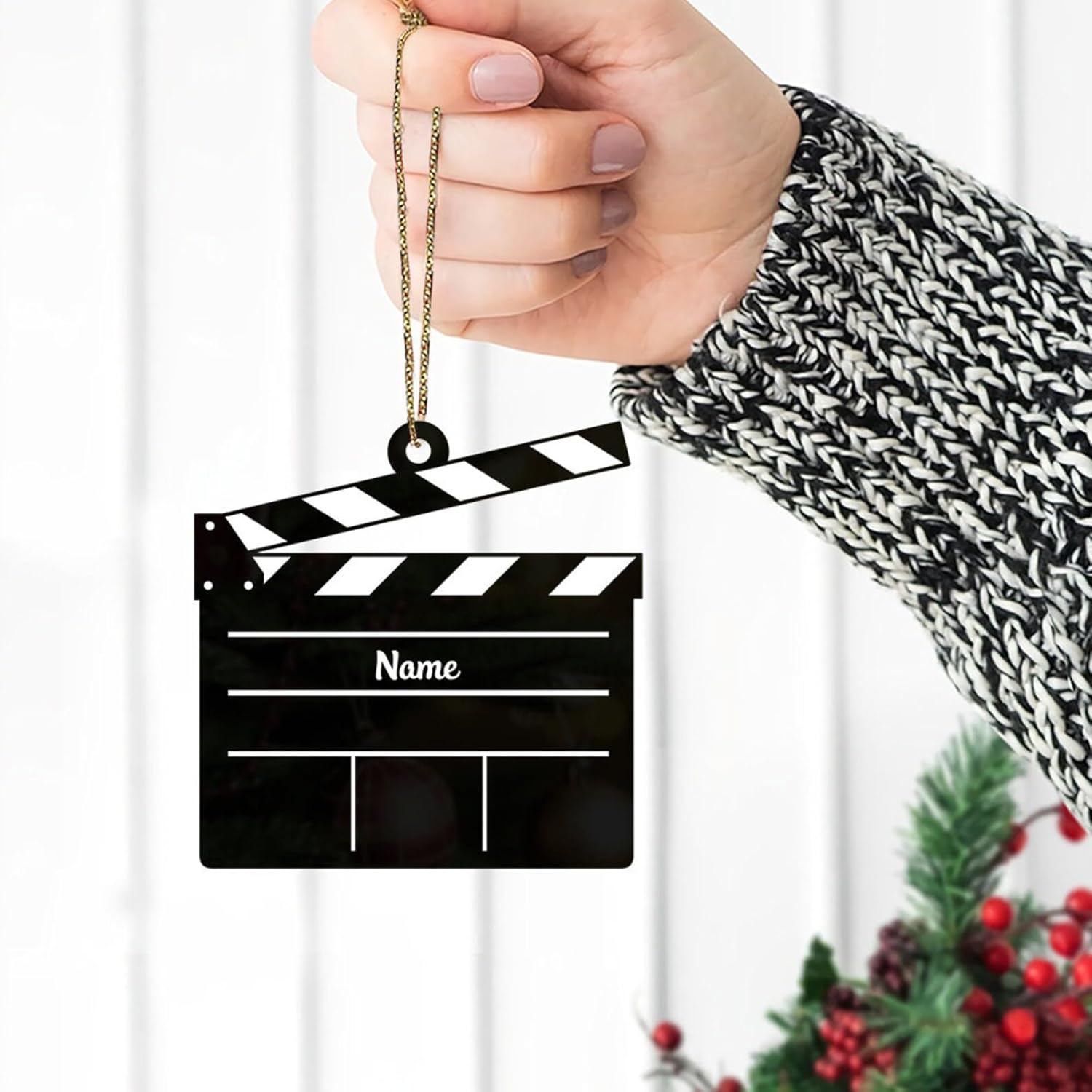 AOVL Personalized Film Clapboard Ornament Movie Clapper Christmas Ornaments Film Clapboard Ornament Film Clapper Ornament Director Clapboard Christmas Ornament Movie Clapperboard Theater (Film 6)