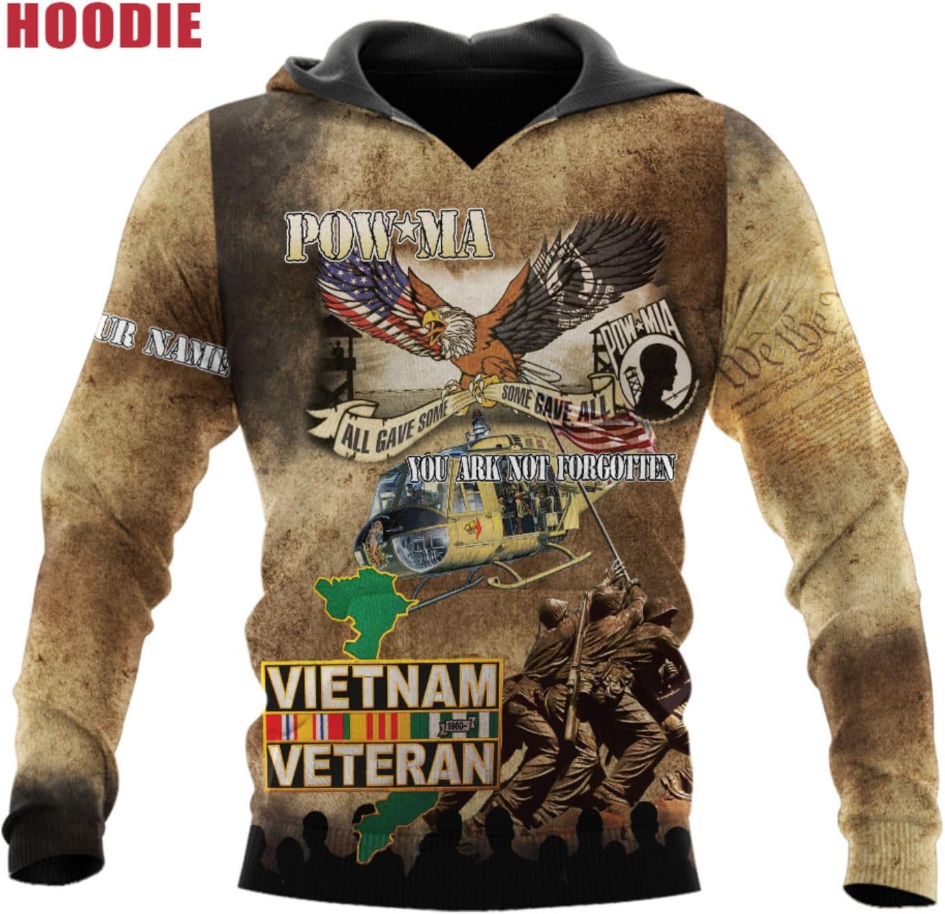 Ligthuy Personalized Name Vietnam Veteran Shirts 3D, Veterans Shirts for Men and Women, Veteran's Shirt Vietnam Veteran S-5XL