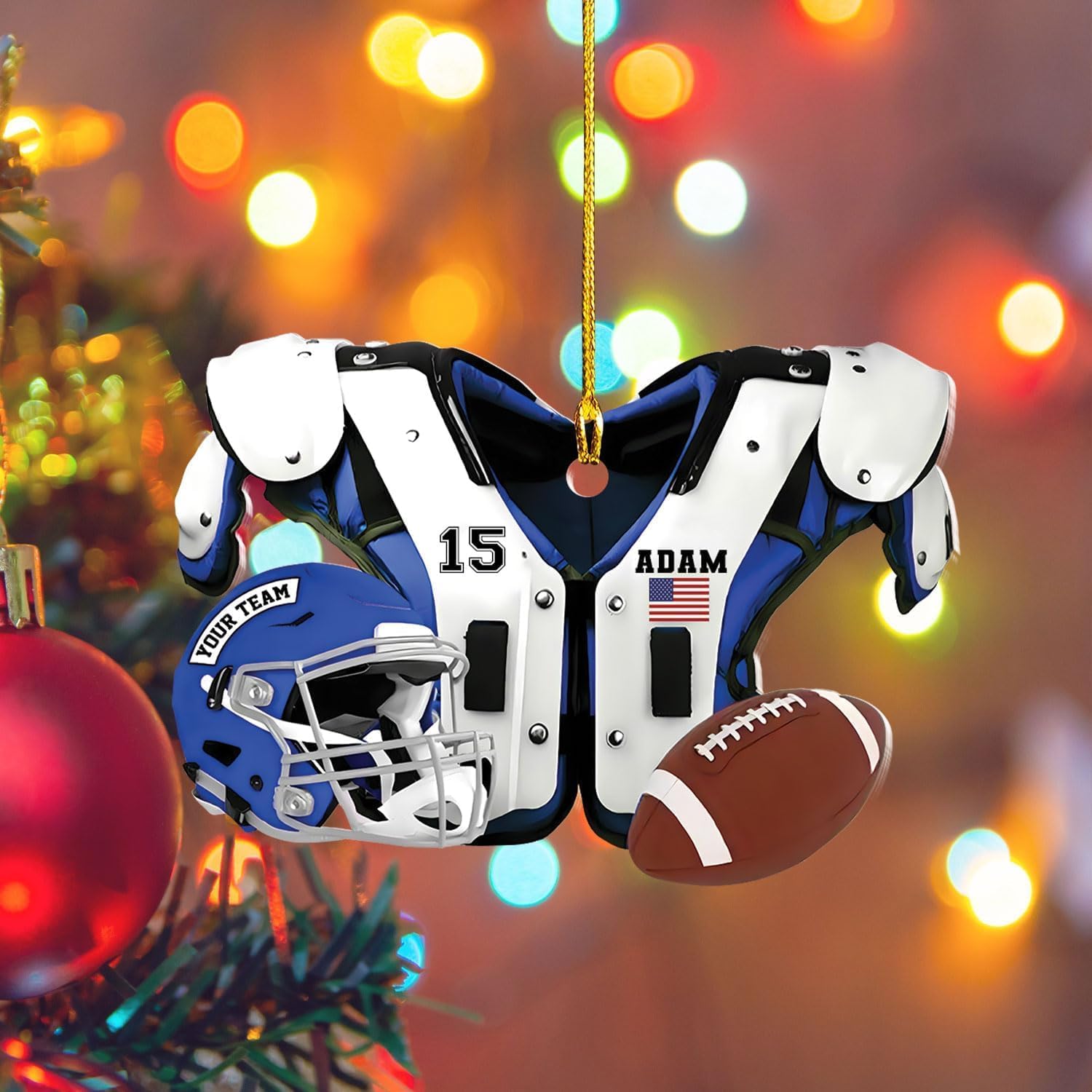 Personalized Football Ornaments 2024, Custom Football Ornament for Tree, Football Christmas Ornaments Football Ornaments for Tree Football Helmet Ornament Football Pad Gift for Football Player (FN1)