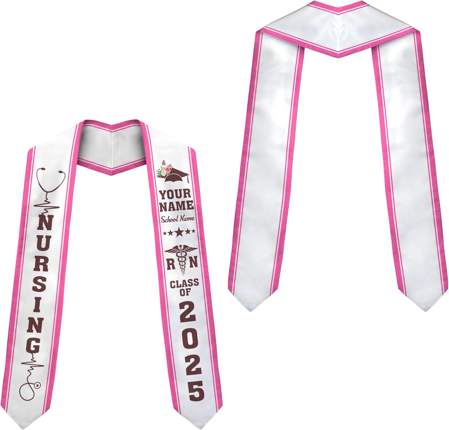 Pretyprints Custom Nurse Sash Graduation, RN Graduation Stole Gifts for Friends Nursing Student Senior Class Of 2025