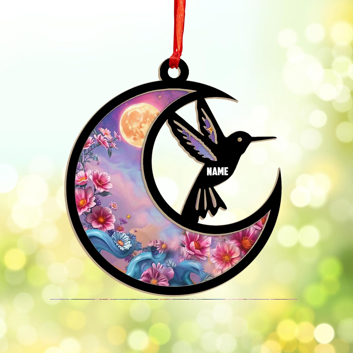 MAPrints Personalized Hummingbird Ornaments for Christmas Tree 2024, Hummingbird Christmas 2024 Ornament, Bird Suncatcher Wood Acrylic Ornament, Gifts for Bird Lovers (NBird 4)