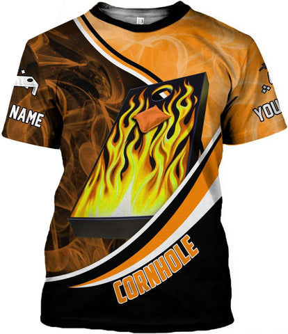 Custom 3D Cornhole T-Shirt Personalized Cornhole Team Uniform Gift for Men & Women Toss Game Board Bag Apparel