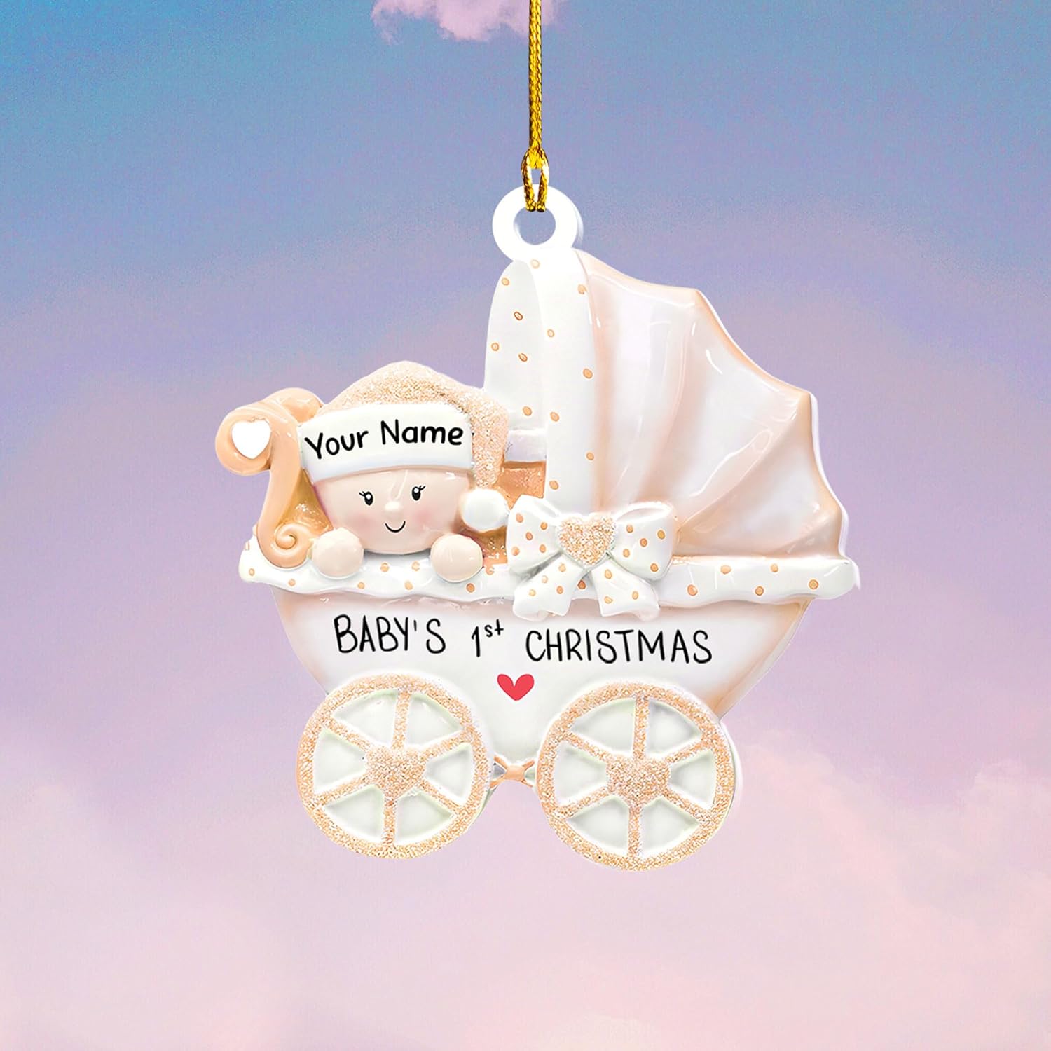 MAPrints Personalized Baby\u2019s First Christmas Keepsake Acrylic 2D Shape Flat Ornament, Custom New Baby Gift, Babys 1st Christmas Ornament 2023 Boy Or Girl Newborn, for New Mom Dad (Style 2)