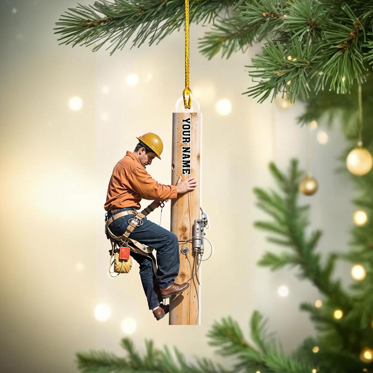 MAPrints Personalized Lineman Christmas Ornaments 2024, Line Man Ornaments, Electrician Acrylic 2D Flat Ornament, Electric Worker Ornament, Lineman Christmas Hanging Ornament, Gifts for Lineman (LM 3)