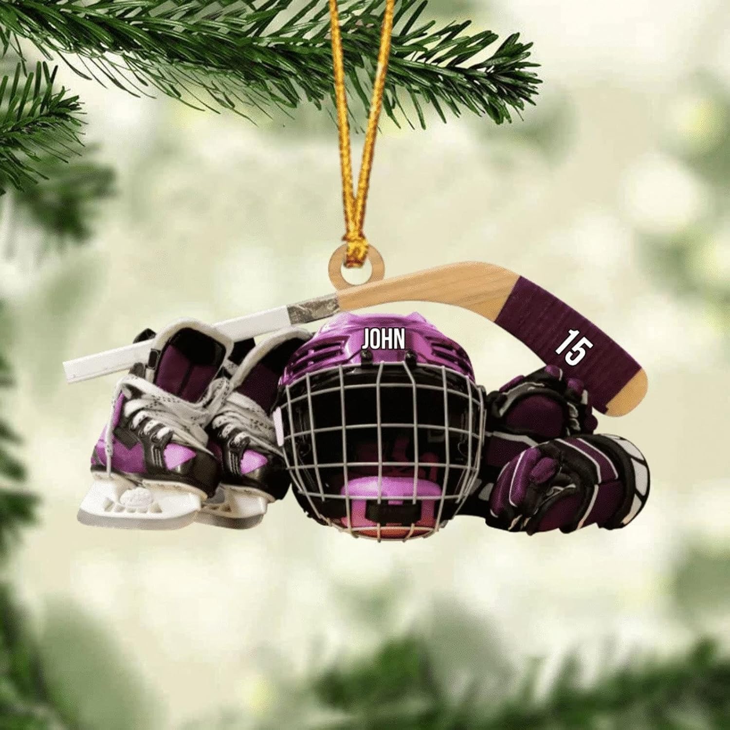 Artparel Personalized Hockey Ornaments, Hockey Ornaments for Christmas Tree Hockey Helmet Ornament, Hockey Player Gifts, Gift for Hockey, Lover Hockey Players, Hockey Christmas Ornament