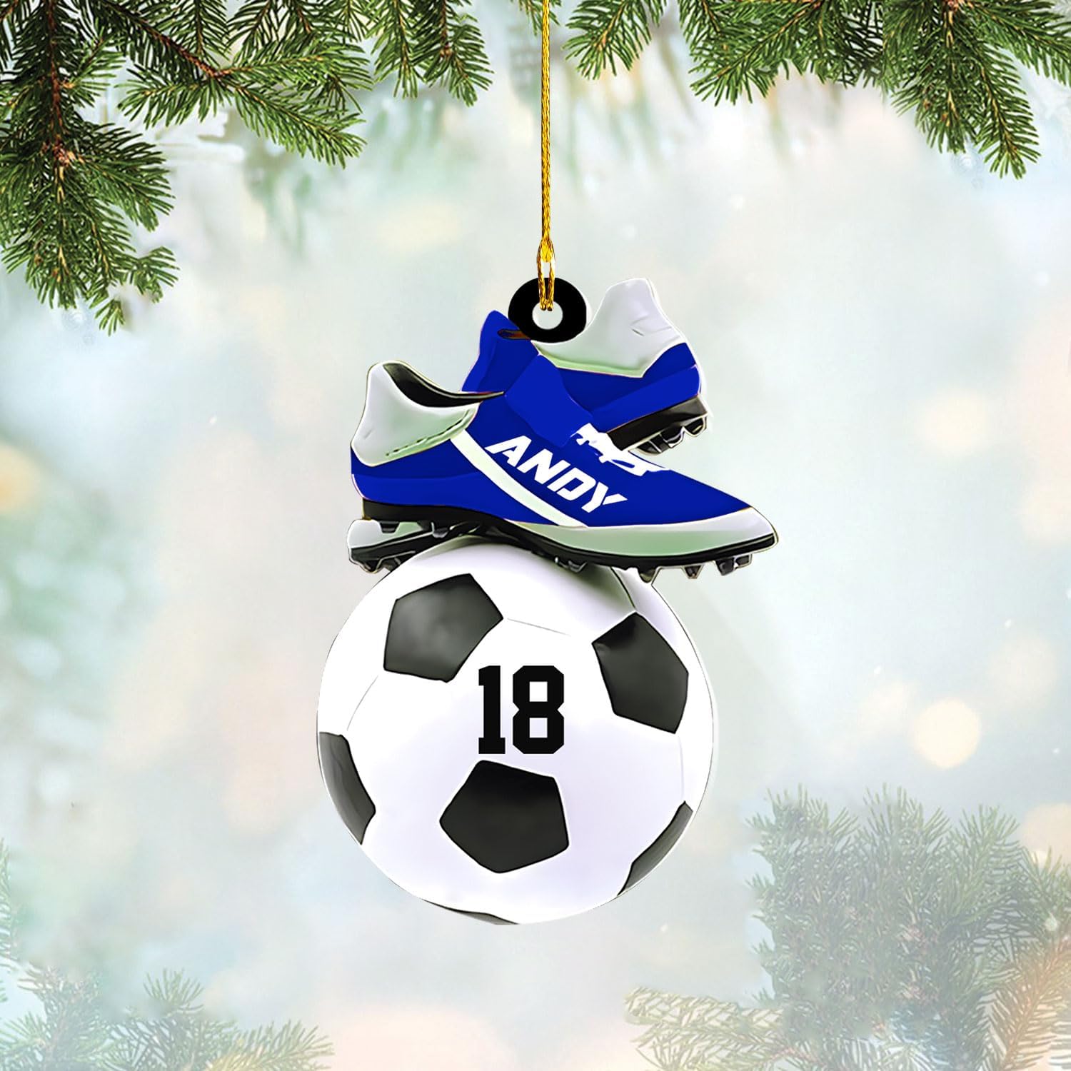 mostprints Personalized Soccer Christmas Ornament, Soccer Ornament for Boys, Soccer Team Ornaments, Gifts for The Soccer Player, Soccer Player Ornament, Soccer Gift Tree Hanging (SC10)