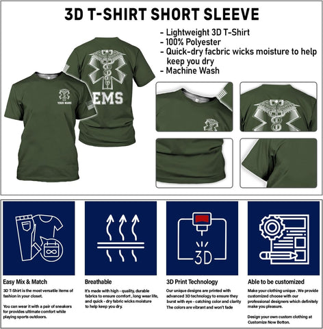 Mostefy Personalized EMT Shirt, EMS Shirt, Customized EMS Shirts,EMT Paramedic Uniform Emergency Medical Technician Shirts