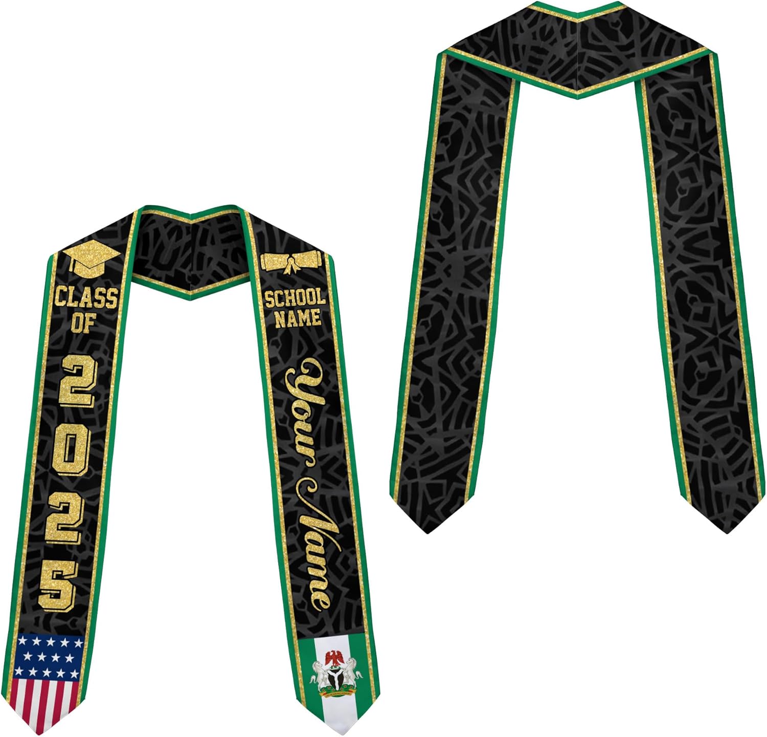 Pretyprints Custom Nigerian Graduation Sash Nigeria Graduation Stole Personalized Nigerian American Flag Graduation Sash 2025