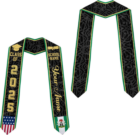 Pretyprints Custom Nigerian Graduation Sash Nigeria Graduation Stole Personalized Nigerian American Flag Graduation Sash 2025