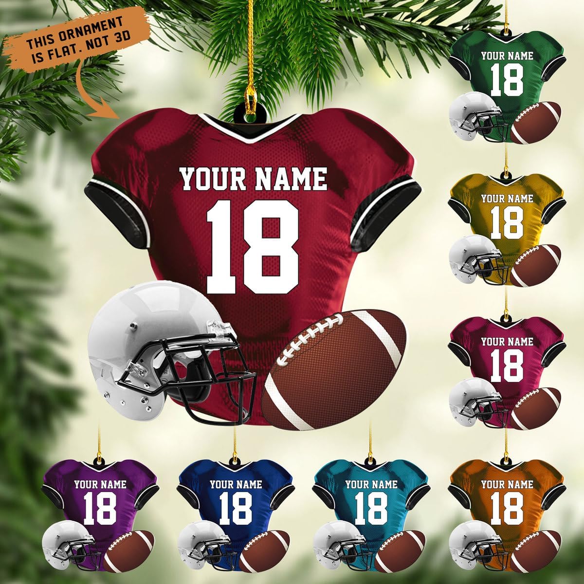 Artparel Personalized Football Ornament Customized Football Christmas Ornaments Football Ornament Christmas Hanging Décor Gift for Football Fans Football Gifts Gift for Football Player (FB 9)
