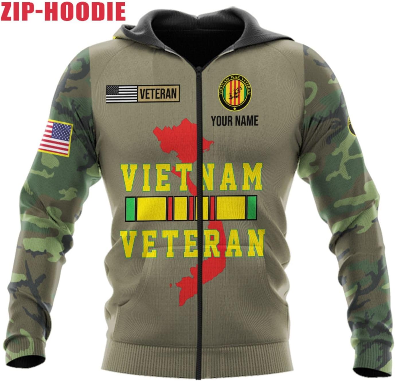 Ligthuy Personalized Name Vietnam Veteran Shirts 3D, Veterans Shirts for Men and Women, Veteran's Shirt Vietnam Veteran S-5XL