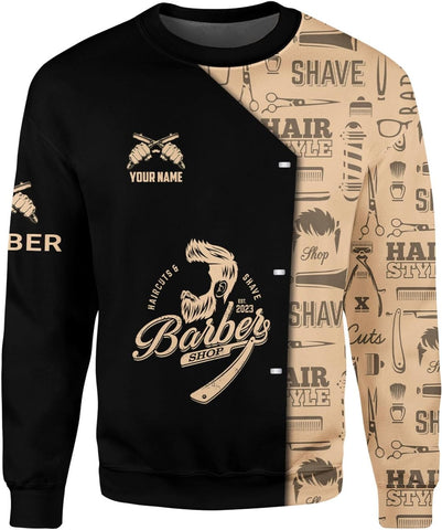 Personalized Name Barber 3D All Over Printed Shirts for Men & Women, Hair Stylist Shirt Gift for Barbershop