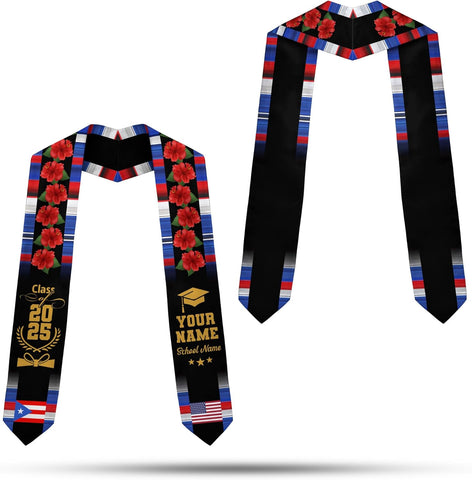 Personalized Puerto Rican Graduation Stole, Puerto Rican Graduation Sash 2025, Puerto Rico Graduation Sash