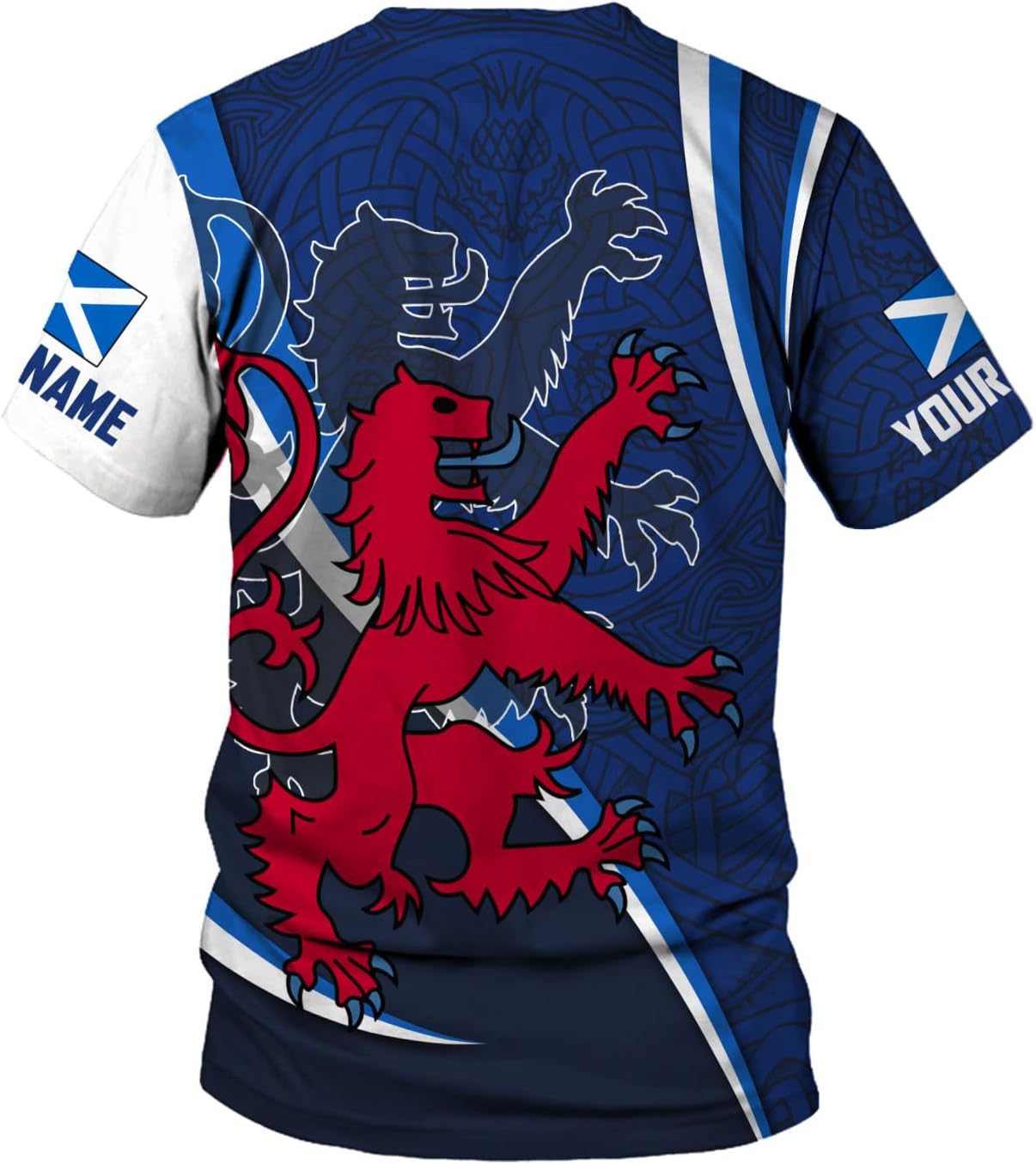 Custom Scotland Shirts for Men Scottish Rampant Lion Scotland Coat of Arms Banner T-Shirt Lion Scottish Pride Gift Shirts 3D