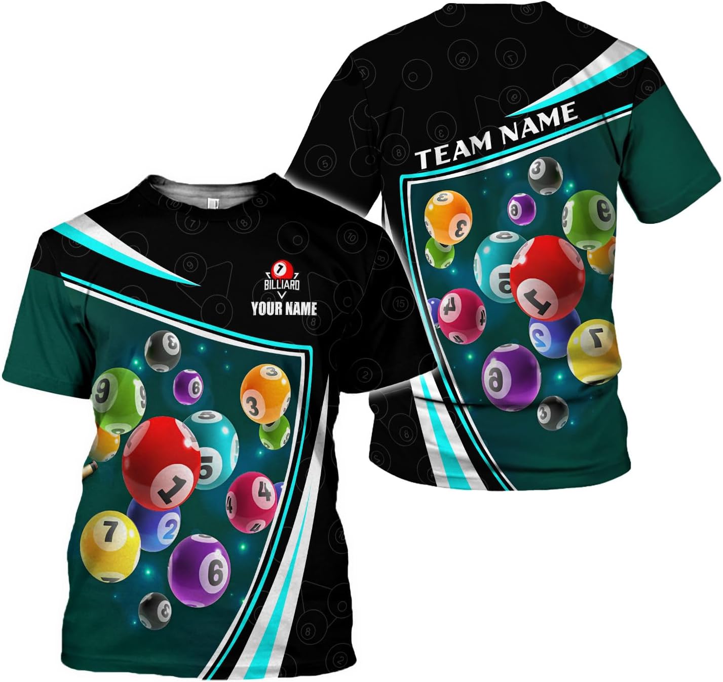 Ligthuy Personalized Name Billiard Shirts 3D, Billiards Shirt 8 Ball Billiard Shirt Custom Men's Pool Men Women1