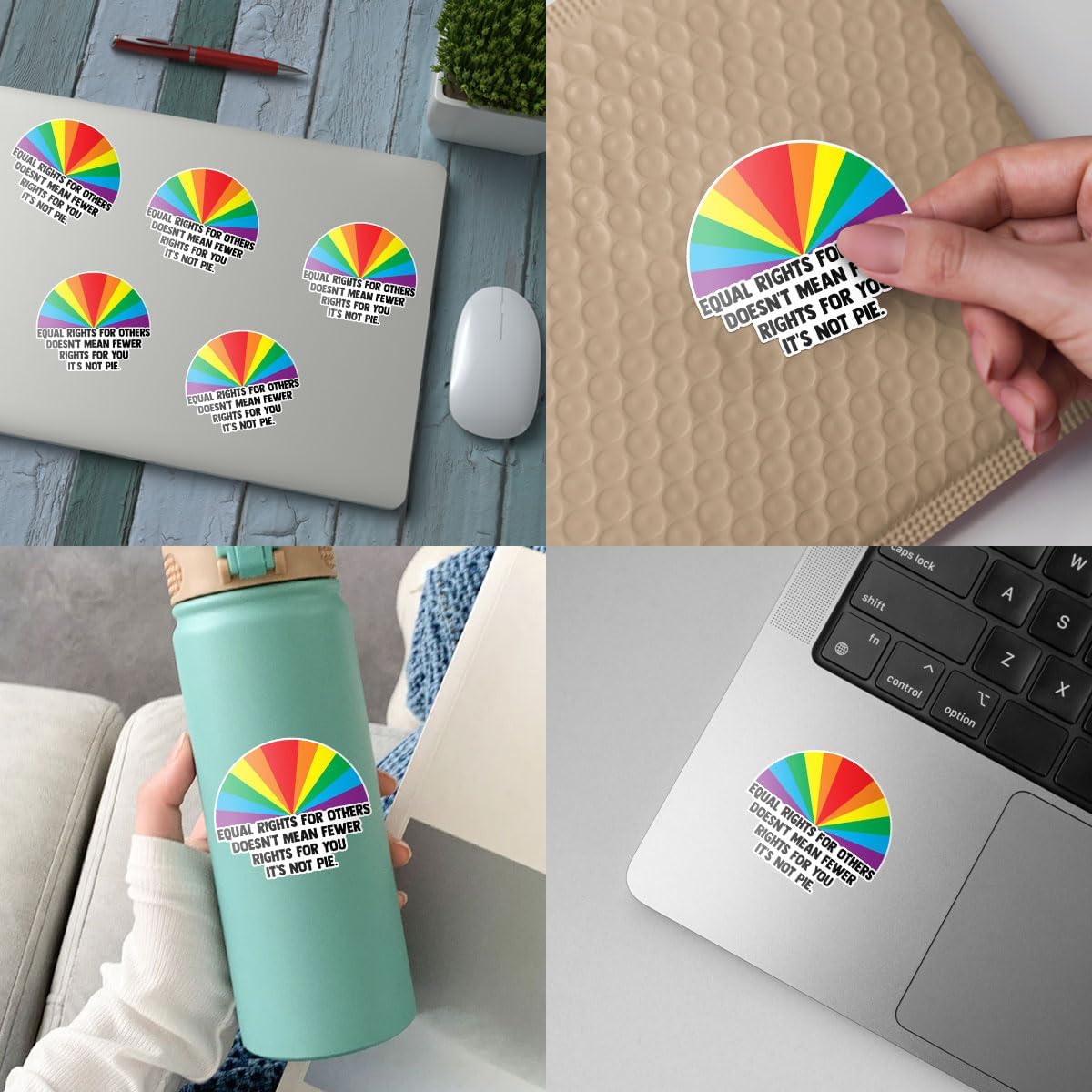 3Pcs Equal Rights For Others Sticker Does Not Mean Fewer Rights For You Its Not Pie Sticker, LGBTQ Pride Stickers, Pride Love Rainbow Flag Sticker- Stickers For Laptop Water Bottle Phone Car Helmet 3"