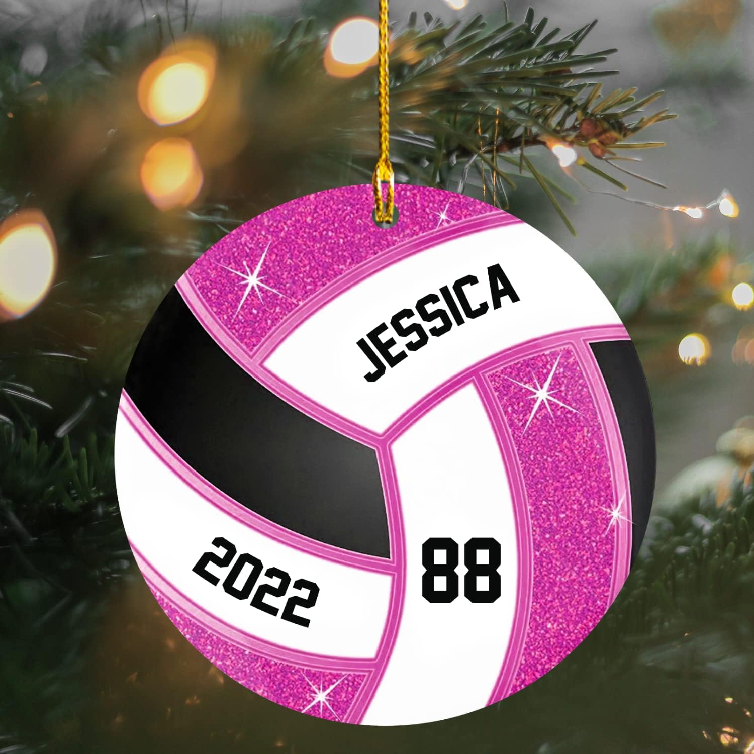 Mostprints Personalized Name Volleyball Ornament for Chrismas 2023, Custom Wood Volleyball Ornaments for Christmas Tree, Volleyball Ornaments for Men, Boy Christmas Pine Tree Hanging