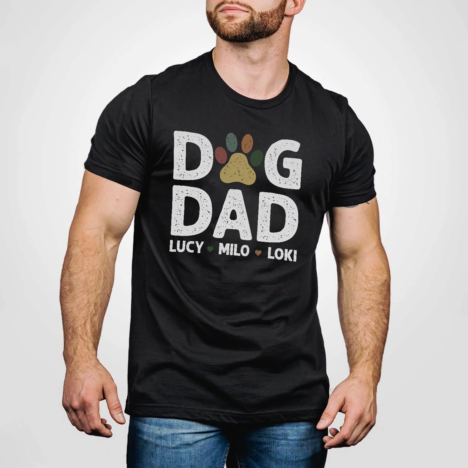 Personalized Dog Dad Shirts for Men, Best Dog Dad Ever Tshirt Gifts Fathers Day, Custom Funny Dogfather T-Shirt (TS19)