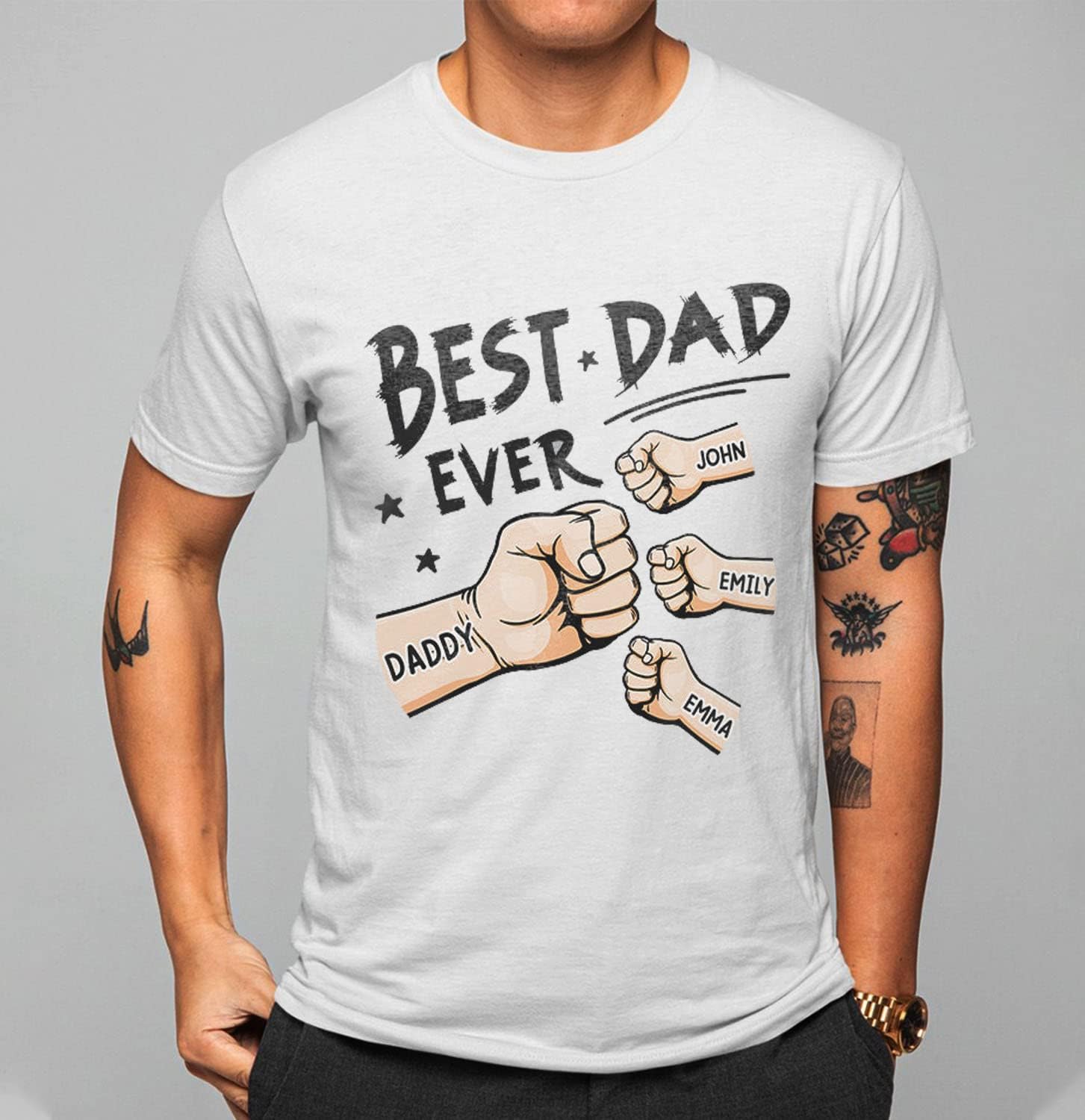 Personalized Dad Shirt, Custom Daddy Shirts for Men, Kids Hold Grandpa Hand Shirt Grandpa Shirt, Gifts for Father Day