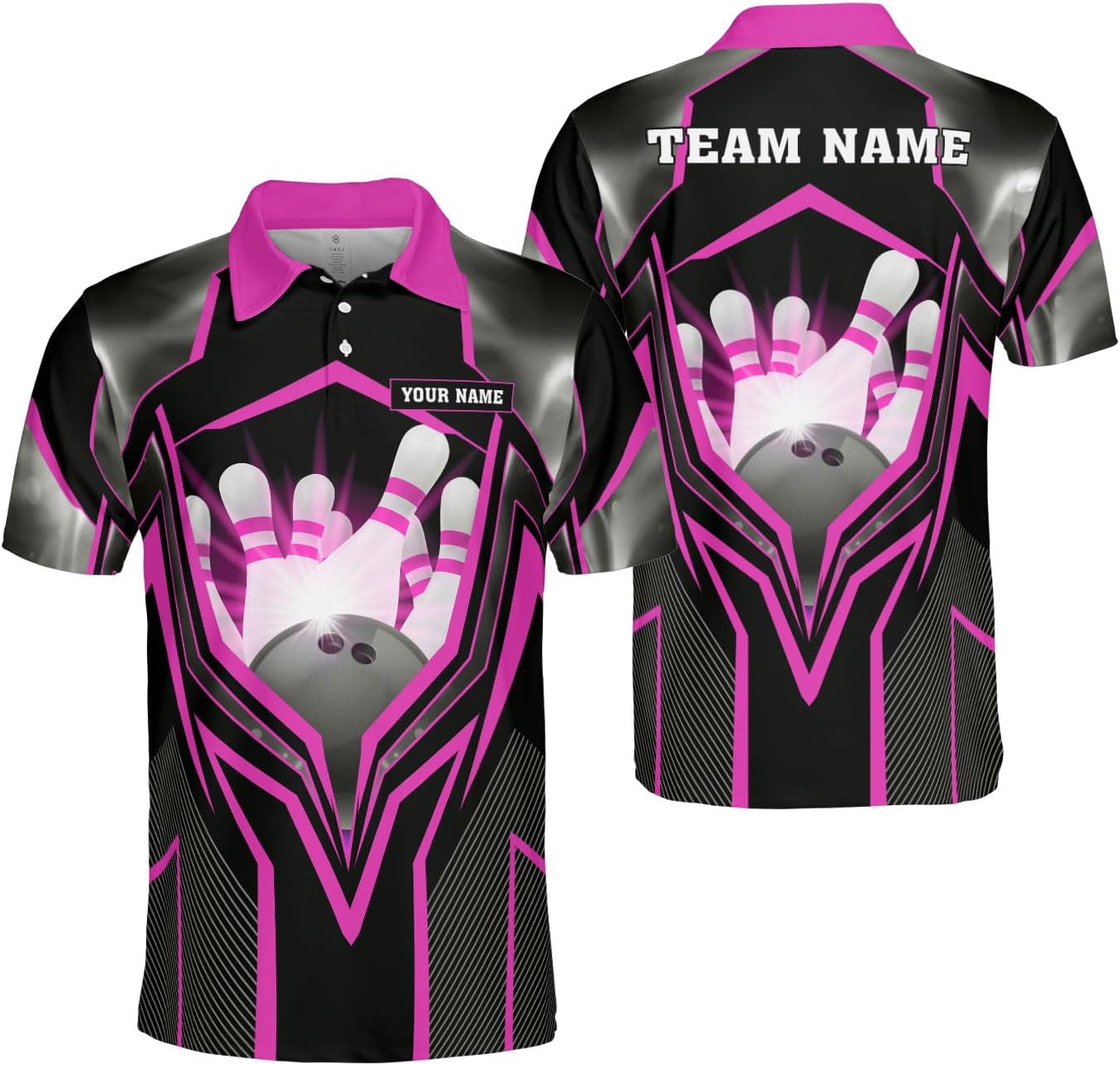 Ligthuy Personalized Name Bowling Polo Shirts 3D for Men and Women, Bowling Shirt, Bowling Shirts for Men Team Bowling Shirt