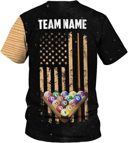Pretyprints Personalized 3D Billiard Shirt Custom Name Men Women Team Apparel Pool 8 Ball Flag Tshirt Billiards Shirts Gift