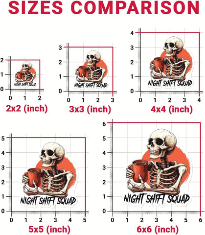 3Pcs Night Shift Squad Sticker, Skeleton Stickers, RN Nurse Skeleton Healthcare Worker Coffee Stickers, Fun Night Shift Die-Cut Vinyl Decals - Sticker for Laptop Water Bottle Phone Car Helmet 3"