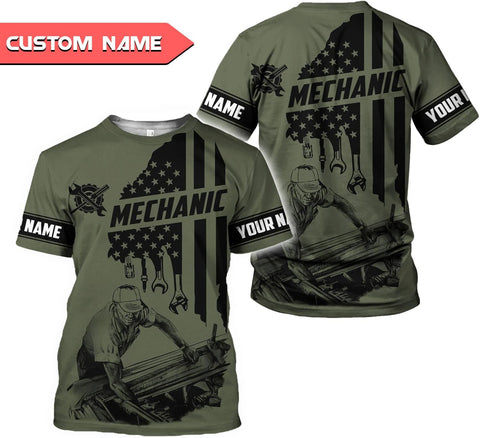 Personalized Name Mechanic Shirt 3D, Custom Name Mechanic Shirts, Tool Box Mechanic for Men and Women Size S-5-XL3 (Multi 10)