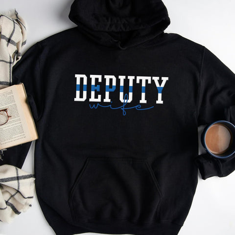 Police Personalized Embroidered Sweatshirt, Thin Blue Line Flag Embroidered Hoodie For Police Gift Love Police Officer Shirt