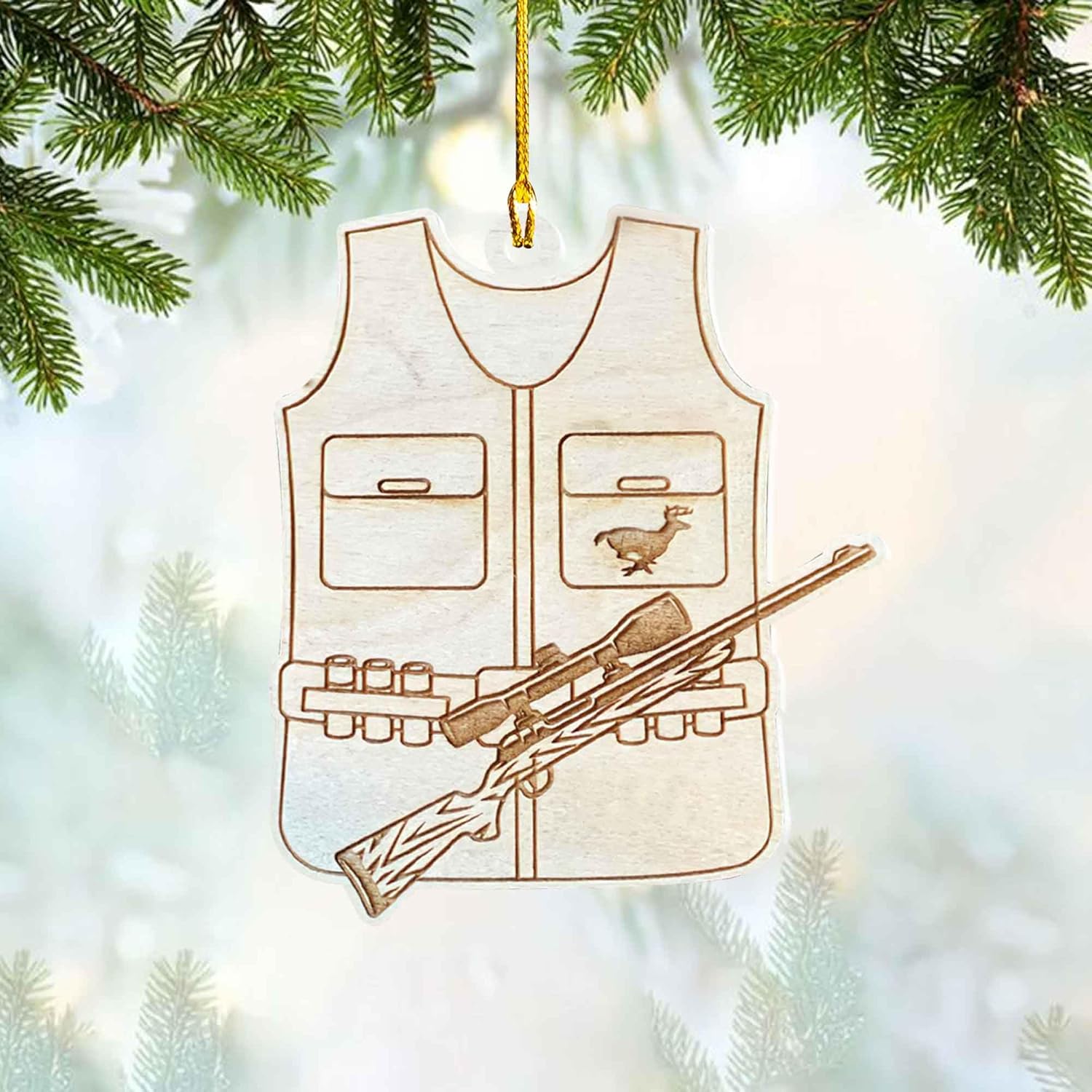 mostprints Personalized Hunting Ornament, Hunter Vest Ornament, Hunting Christmas Ornament, Hunter Christmas Ornament Hanging Tree Decor, Christmas Hunting Gifts (Hunting 13)