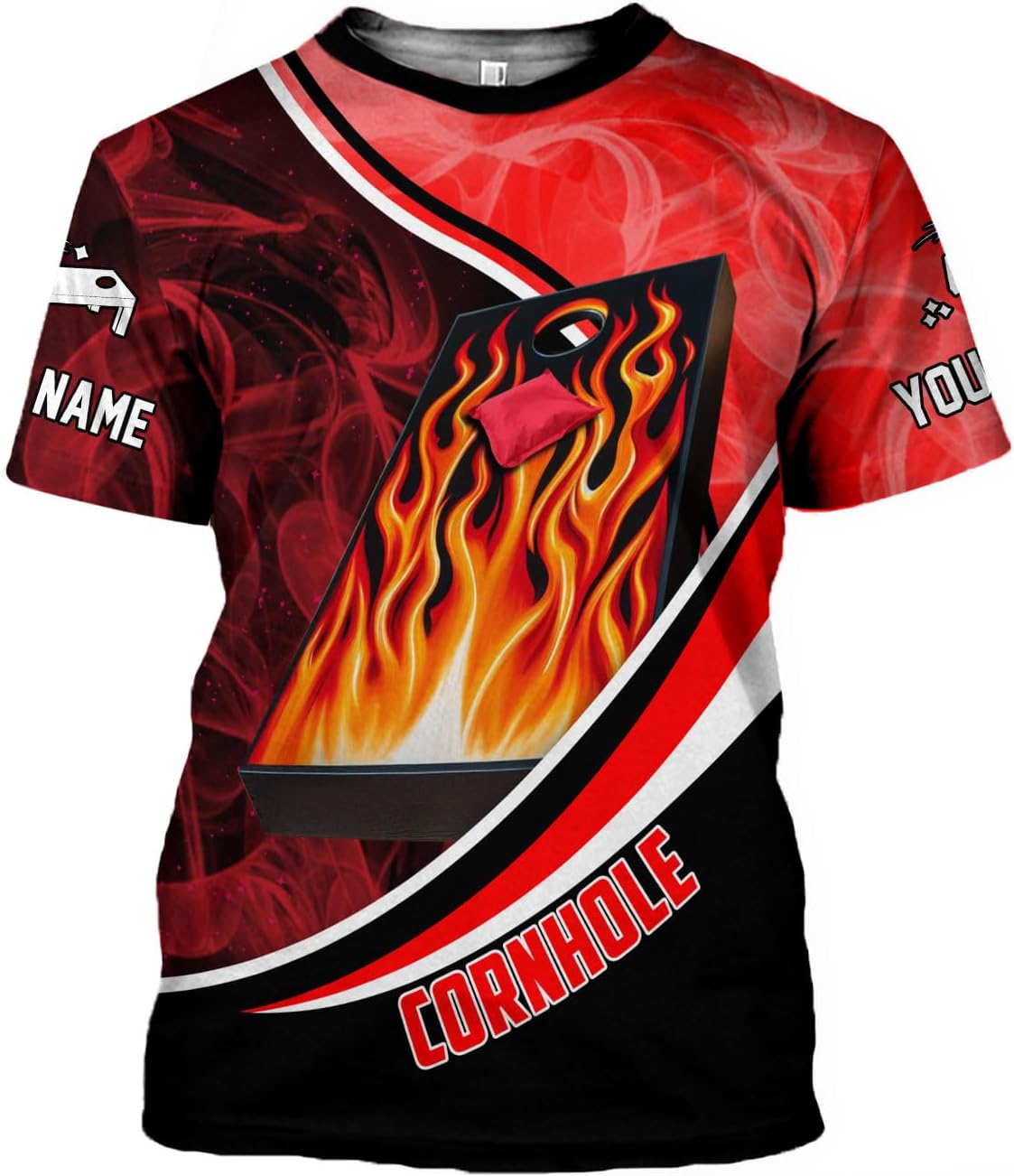 Custom 3D Cornhole T-Shirt Personalized Cornhole Team Uniform Gift for Men & Women Toss Game Board Bag Apparel