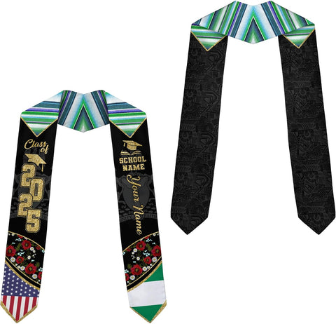 Pretyprints Custom Nigerian Graduation Sash, Nigeria Graduation Stole Customize, Nigerian American Flag Graduation Sash 2025