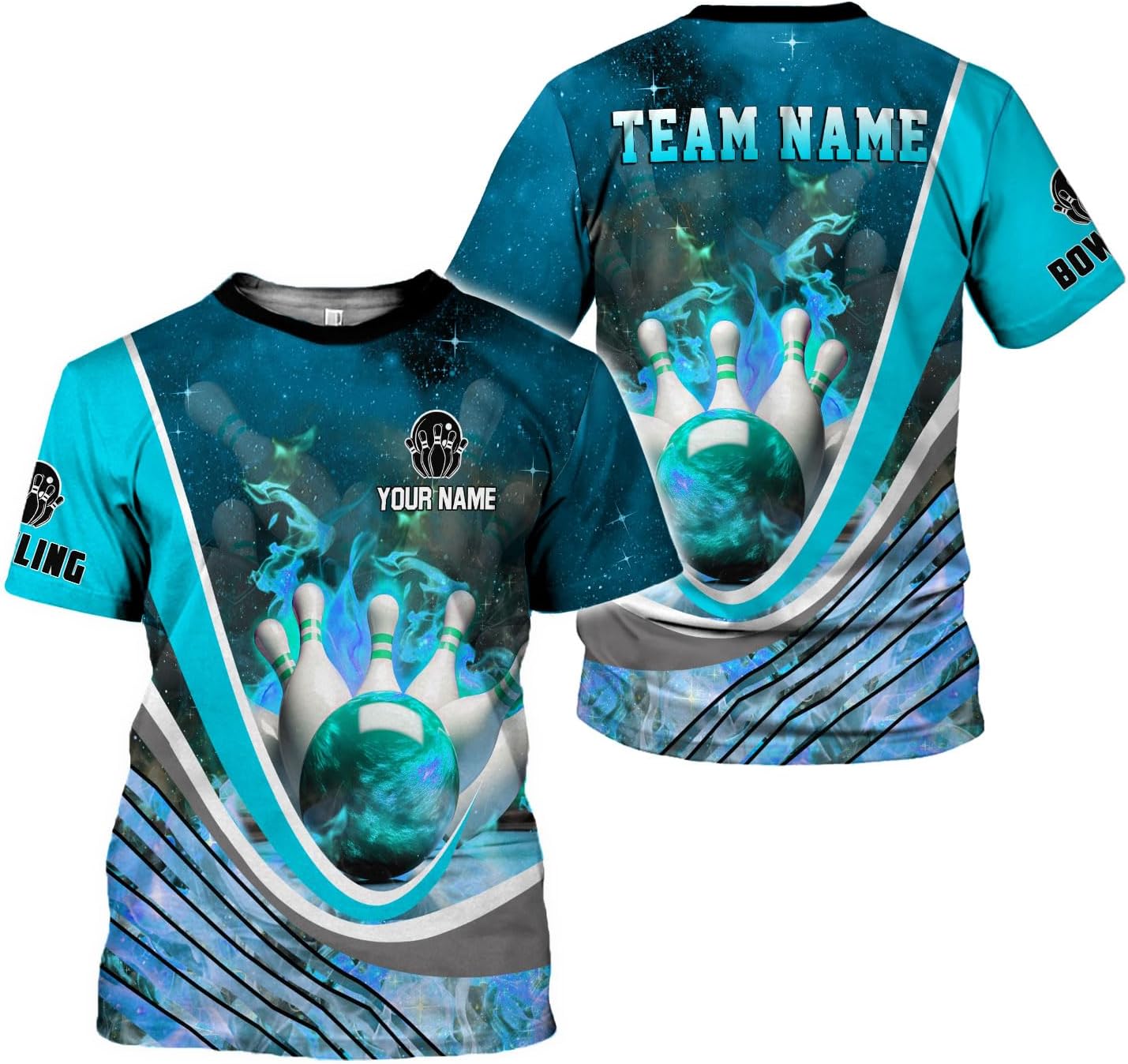 Rivelus Personalized Name Bowling Shirts for Men and Women 3D, Bowling Shirts for Team Bowling, Bowling Shirts Gift 4