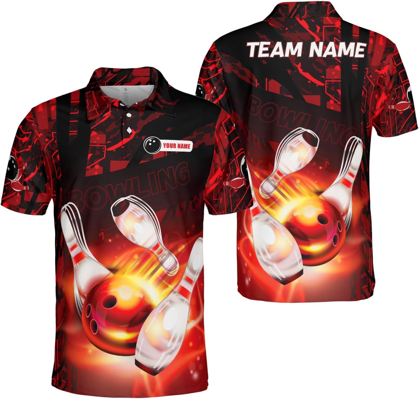 Ligthuy Personalized Name Bowling Polo Shirts 3D for Men and Women, Bowling Shirt, Bowling Shirts for Men Team Bowling Shirt