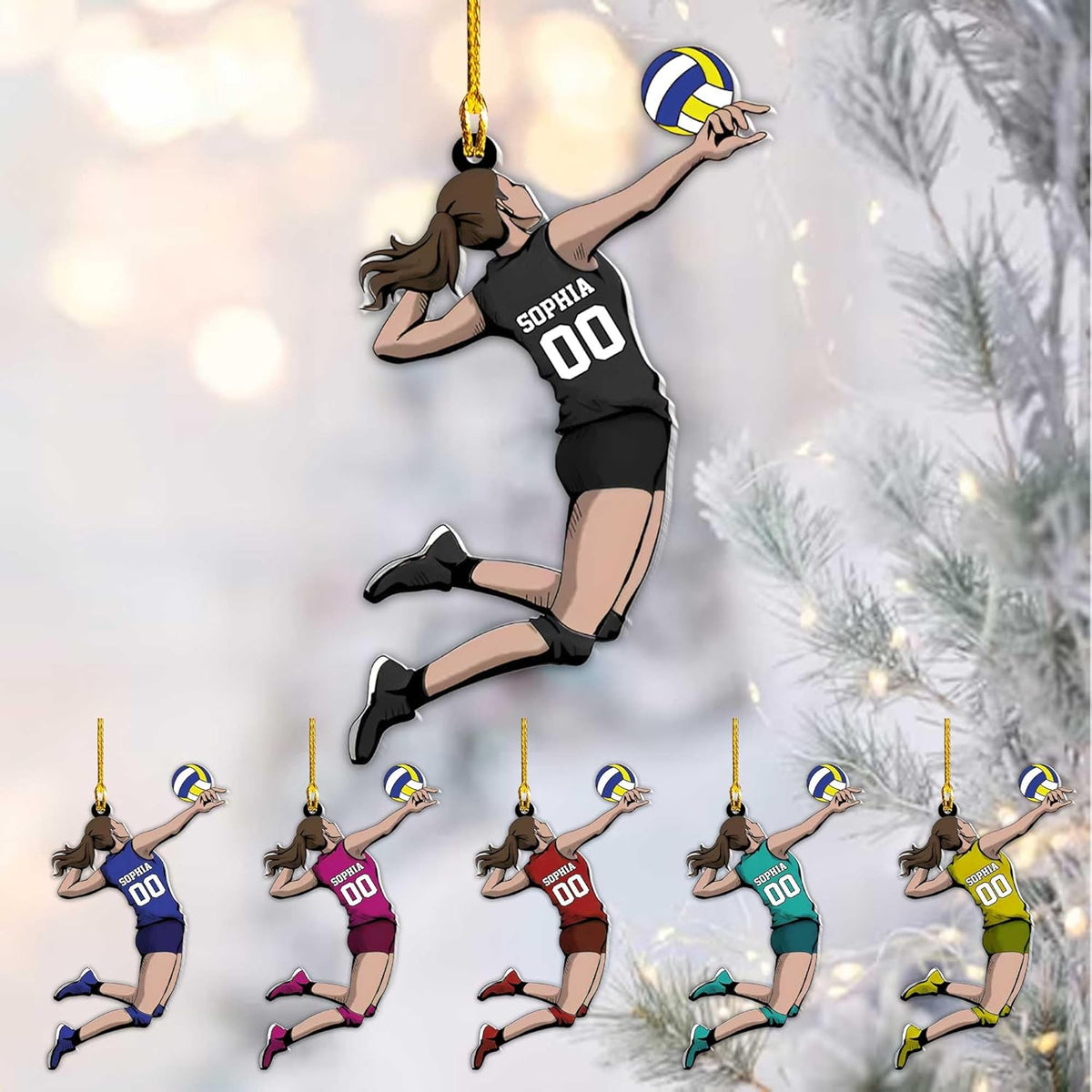 Personalized Name Volleyball Ornament, Gift for Volleyball Player, Sport Ornament 2024, Volleyball Christmas Ornament, Volleyball Team Gift, Volleyball Christmas Tree Ornament (Style 9)