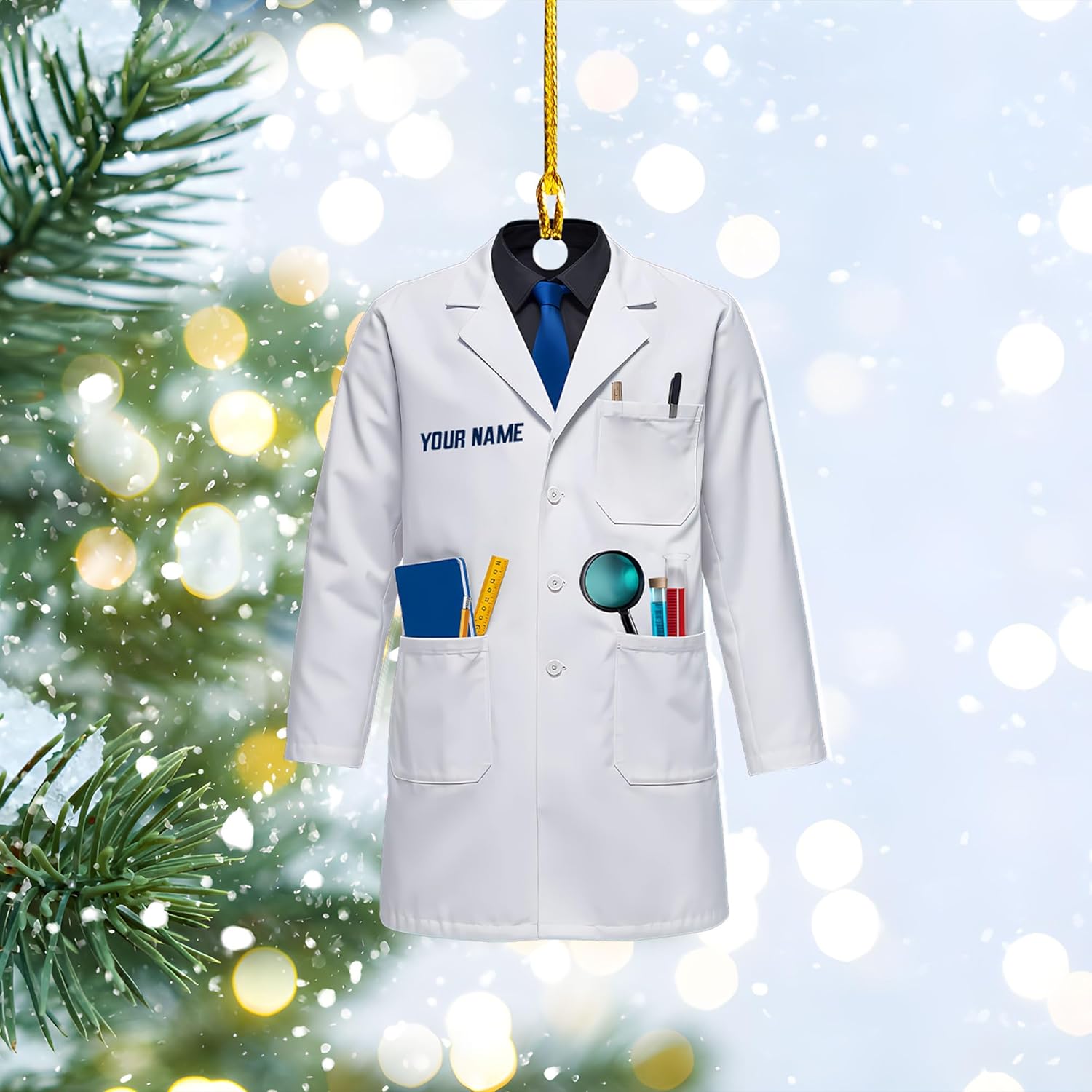 Pretyprints Personalized Chemistry Glass Shape Flat Ornament, Biological Science Christmas Ornament, Chemistry Ornament Scientist Ornament for Chemistry Lover (Style 24)