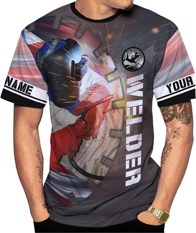 Mostprints Personalized Name Welding Shirt 3D, Custom Welding Shirts Gift, Welding Shirts, Welder Shirt for Men and Women