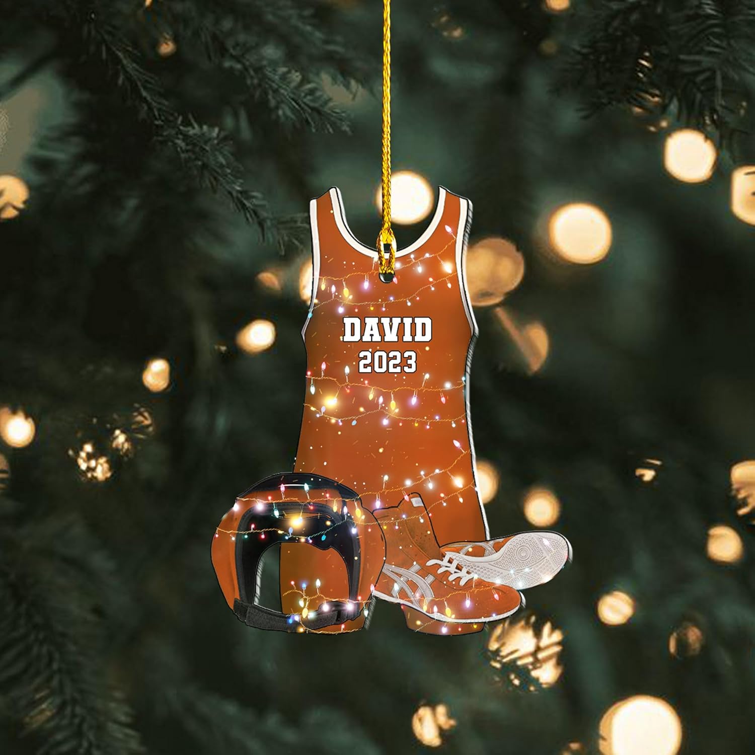 Personalized Wrestling Ornaments, Wrestling Christmas Ornament 2024, Boys Girls Wrestling Gifts Wrestler Christmas Ornaments, Wrestling Coach Gift for Wrestling Player Wrestling Helmet Ornament (W12)