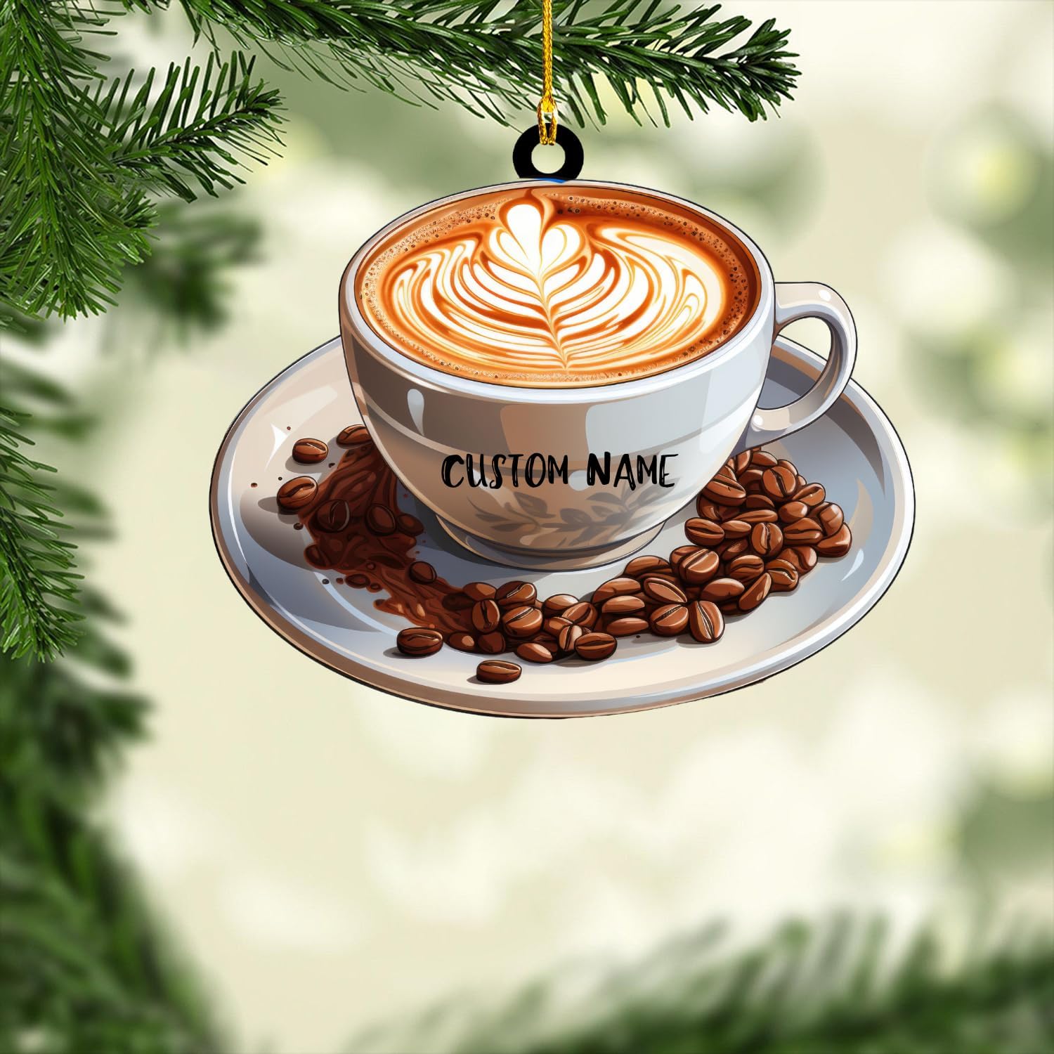 Personalized Coffee Machine Ornament Coffee Tool Flat Printed Ornament Coffee, Coffee Car Ornament,Love Coffee Ornament, Barista Ornament, Gift for Coffee Lovers (Acrylic, Style 13)