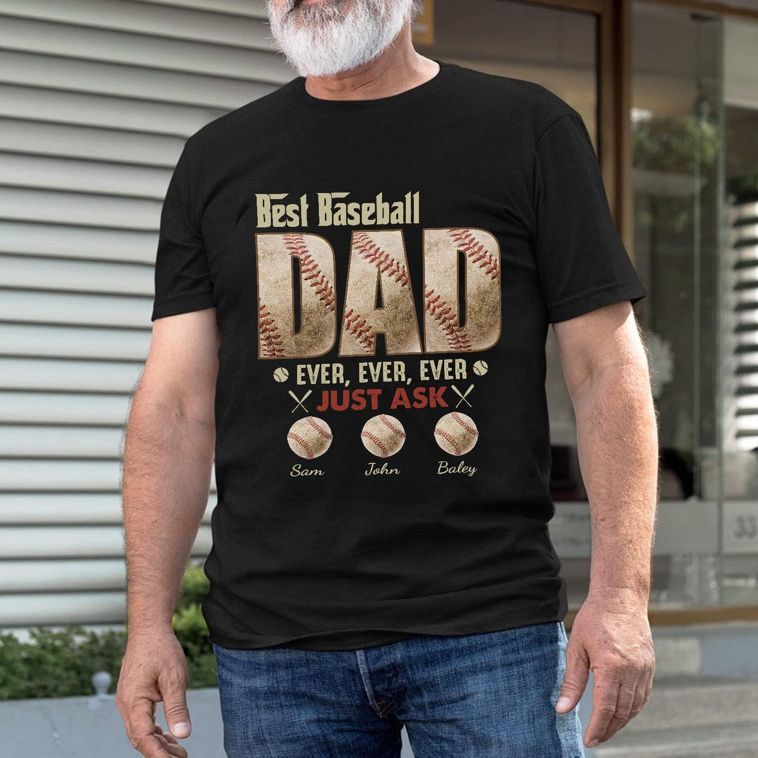 Personalized Baseball Dad Shirt, Custom Dad Baseball T-Shirt, Baseball Dad Gifts, Baseball Lover Gift, Dad's Birthday Present