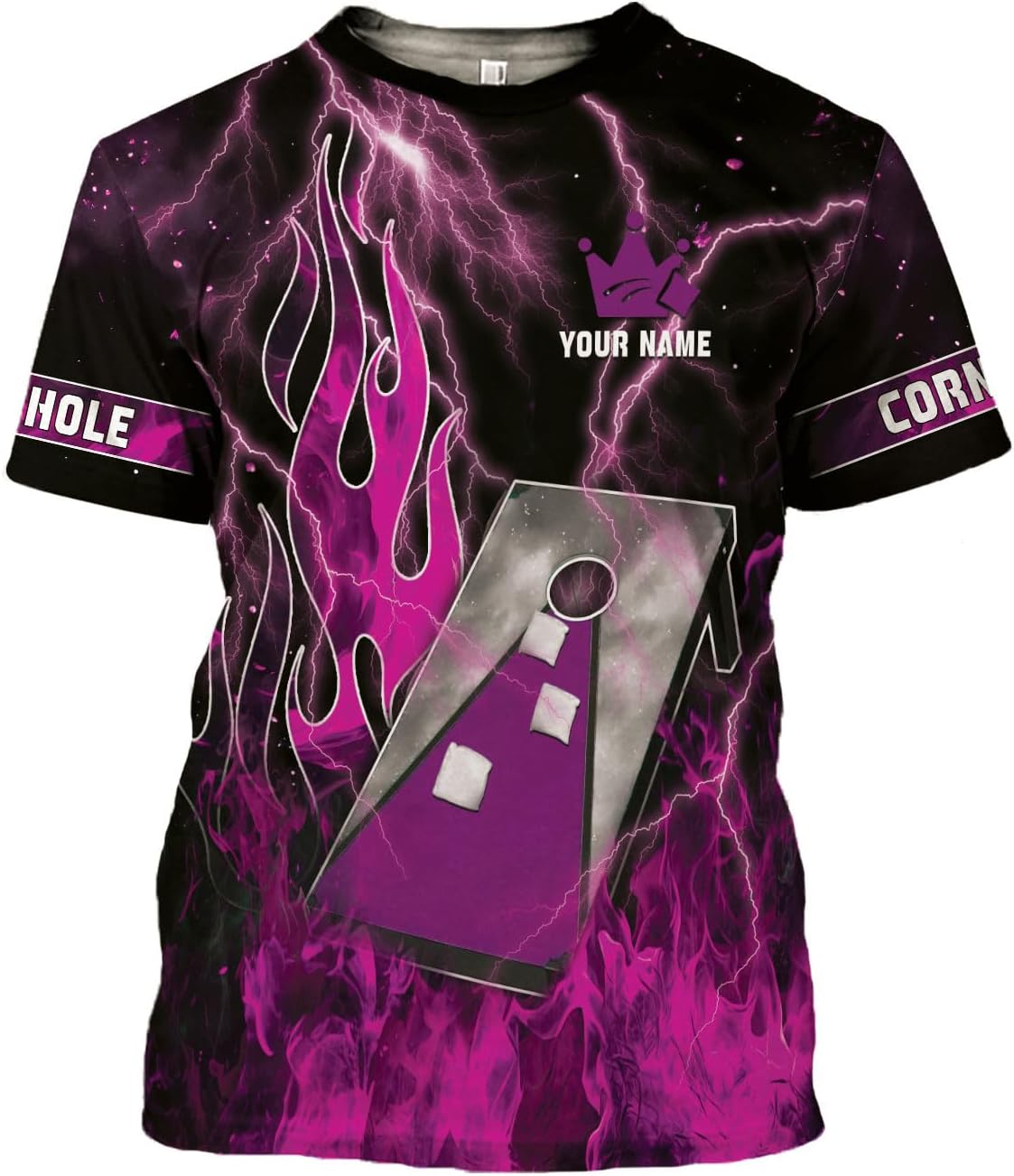 MoonArt Personalized Cornhole Shirts 3D Over Print for Men & Women, Funny Cornhole Player Toss Sports T-Shirt for Team