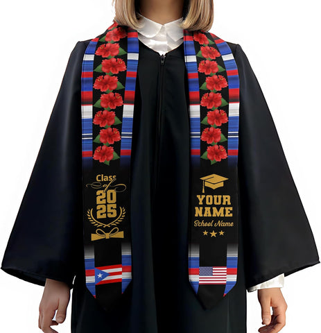 Personalized Puerto Rican Graduation Stole, Puerto Rican Graduation Sash 2025, Puerto Rico Graduation Sash