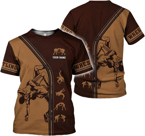 MAPrints Personalized Name Wrestling Shirt 3D All Over Print, Wrestle T-Shirt, Funny Free Hug Wrestling T-Shirt for Men S-5XL