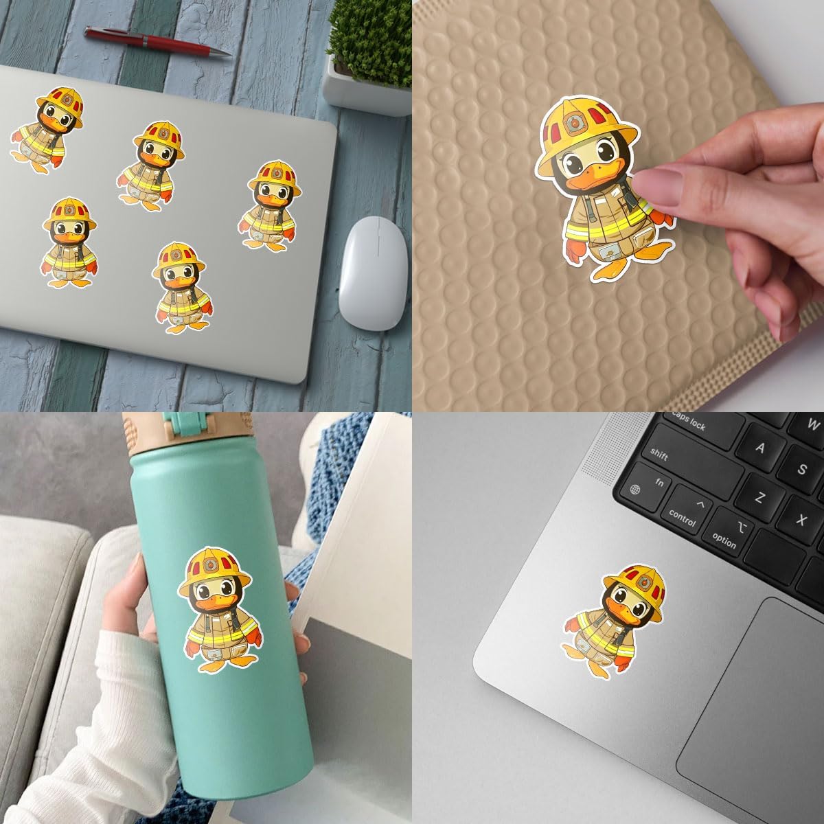 (3Pcs) Duck Fireman Sticker, Duck Firefighter Outfit Bumper Sticker, Yellow Duck Cool Vinyl Sticker, Find The Duck Vinyl Sticker - Stickers for Laptop Water Bottle Phone Car Window Helmet 3 Inches